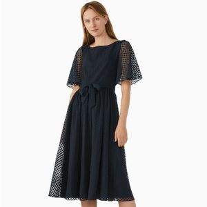 Kate Spade Burnout Flutter-sleeve Dress Size 14 Color Navy New With Tags